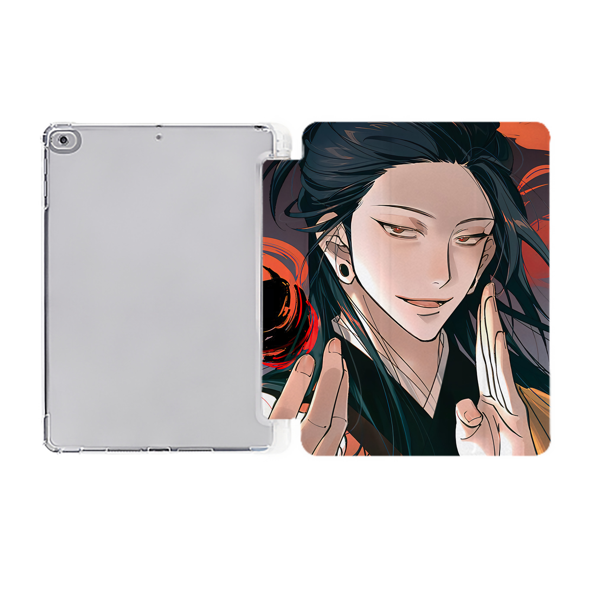 （画像用） 呪術廻戦 Jujutsu Kaisen IPad ケース ペン収納付き 三つ折りスタンド PUレザー×シリコン 対応機種9.5/10.5/10.9インチ
